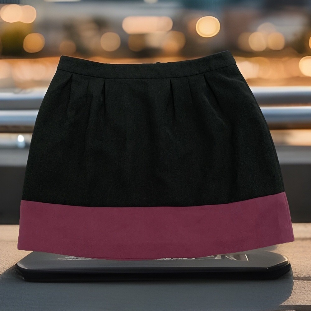 Banana Republic Pencil Skirt Womens 6P Black Purple Color Block Polyester Lined‎